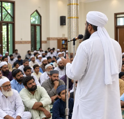 Mufti Ansar Ruaf delievering beautiful Bayan